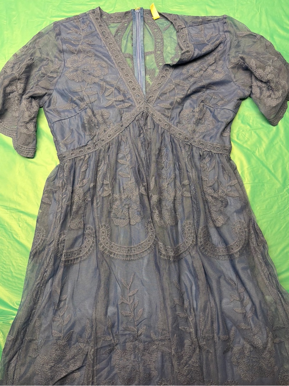 Brand New Pink Blush Maternity Embroidered Royal Blue Dress